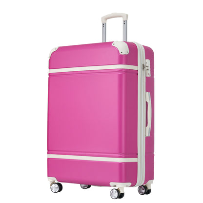 Bagage 24" vintage rose 1 pièce, serrure TSA, valise légère extensible avec roulettes
