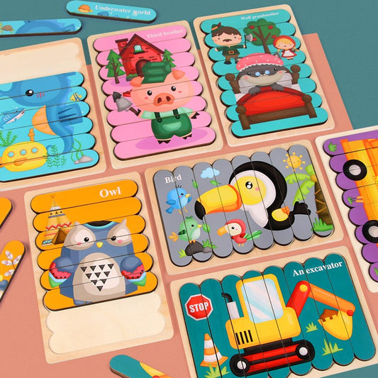 Puzzle à bande créative en bois, jouets éducatifs pour enfants