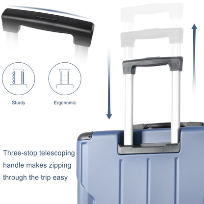 Valise rigide à roulettes avec serrure TSA légère 20'' bleu + ABS