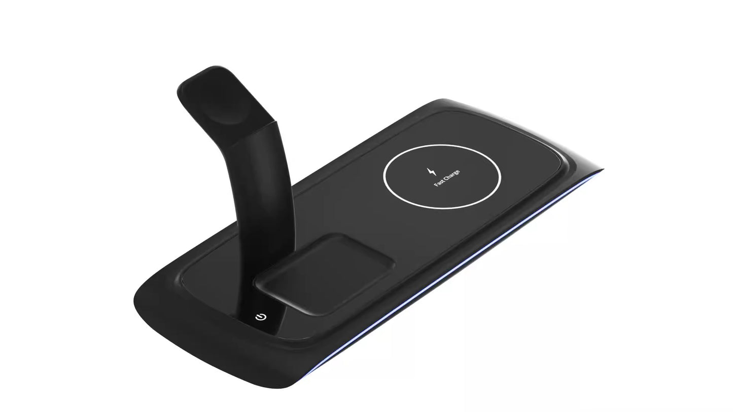 Chargeur sans fil 3 en 1 compatible avec Apple Watch, écouteurs, téléphones portables, charge rapide sans fil 15 W