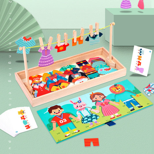Puzzle en bois pour enfants, variété de vêtements créatifs, jeu de changement de vêtements, jouets éducatifs