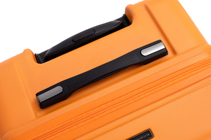 Ensembles de bagages 3 pièces PC + ABS Valise légère avec deux crochets, roues doubles à 360°, serrure TSA, (20/24/28) Orange