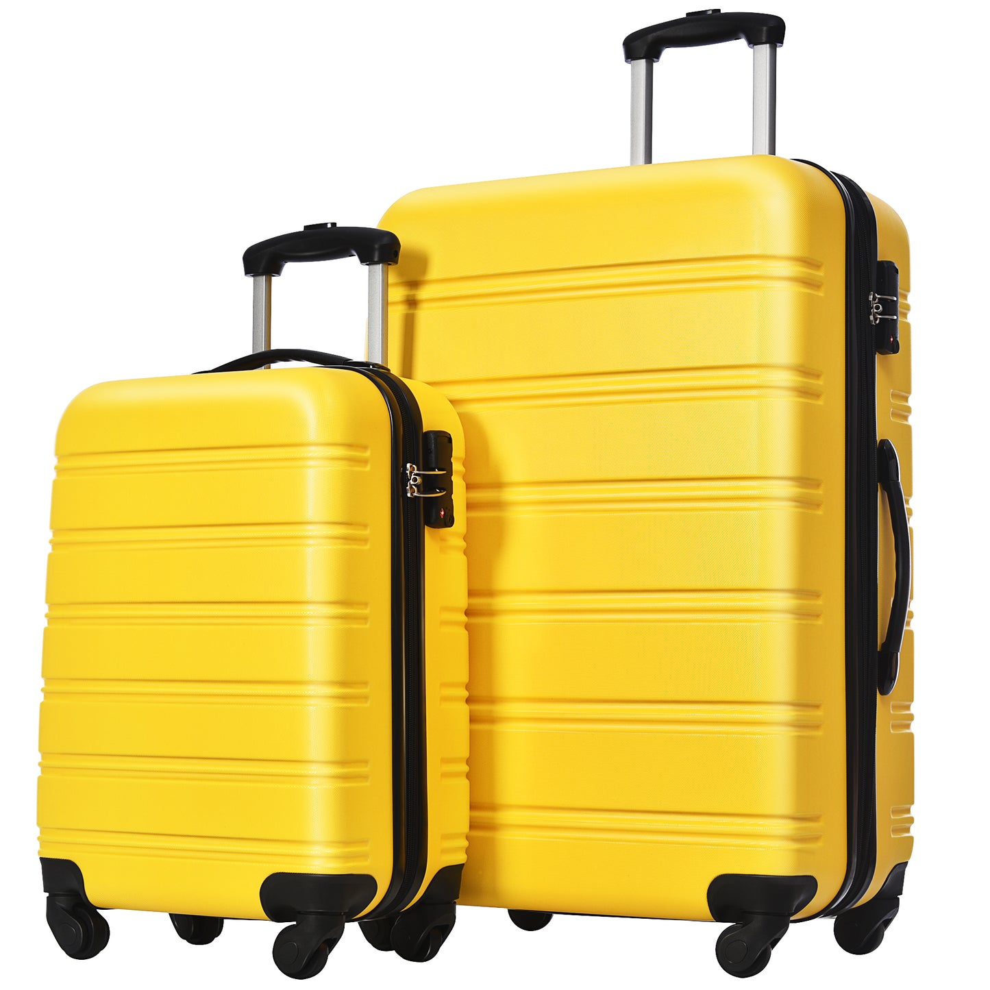 Ensembles de bagages de 2 pièces, étui rigide, roues extensibles jaunes + ABS