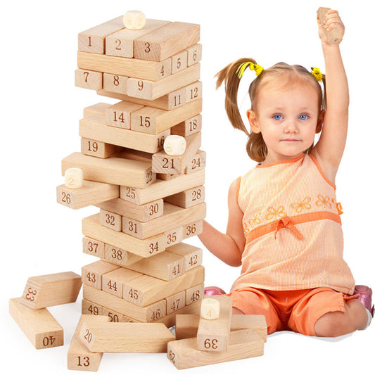 51 numéros en bois de hêtre, blocs de construction empilés en bois pour enfants, jouets éducatifs