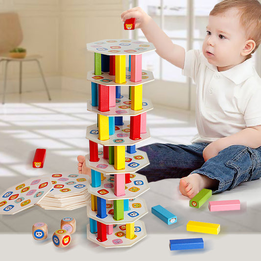 Créatif 54 pièces de blocs de construction en bois pour enfants, jouets éducatifs