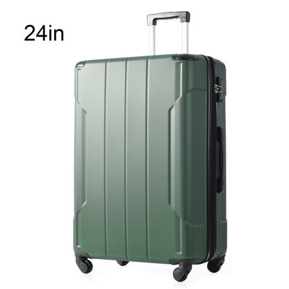 Valise rigide à roulettes avec serrure TSA légère et extensible 24'' vert + ABS