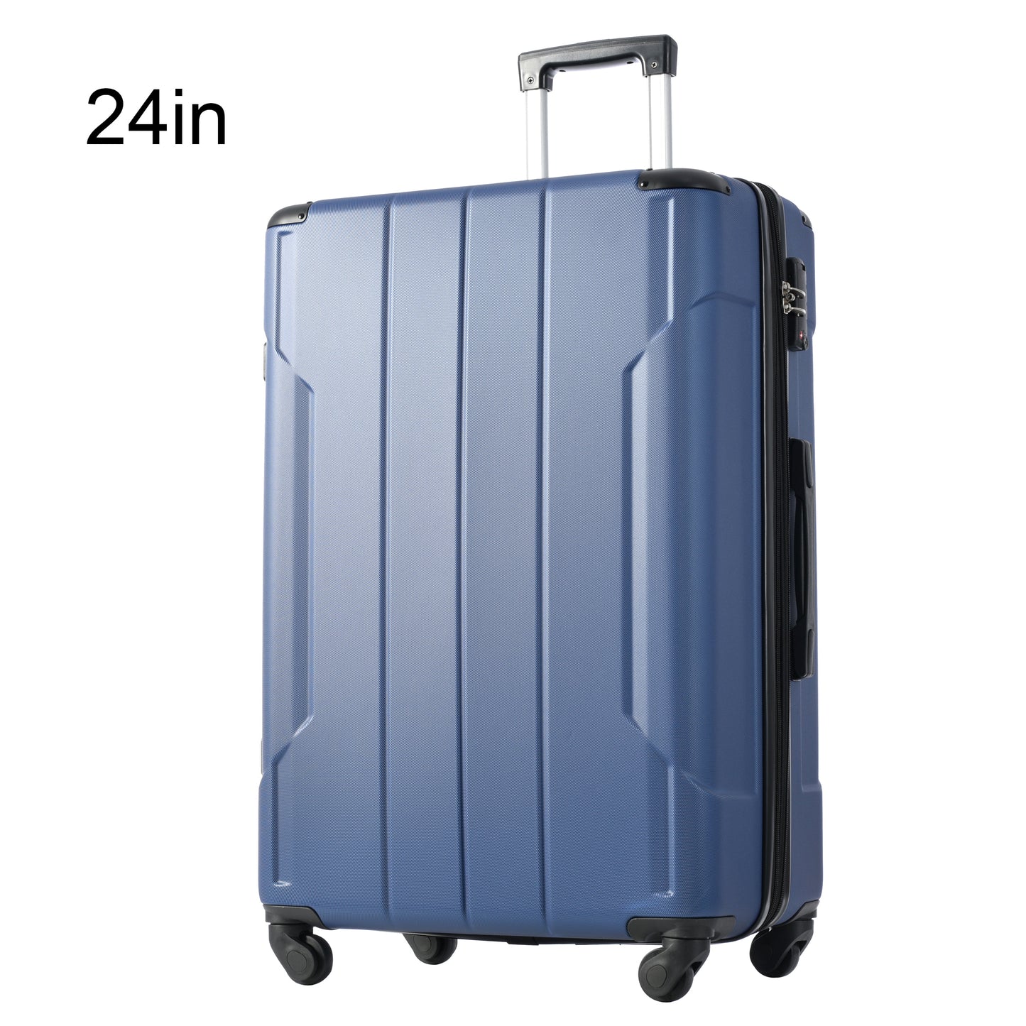 Valise rigide à roulettes avec serrure TSA légère et extensible 24'' bleu + ABS