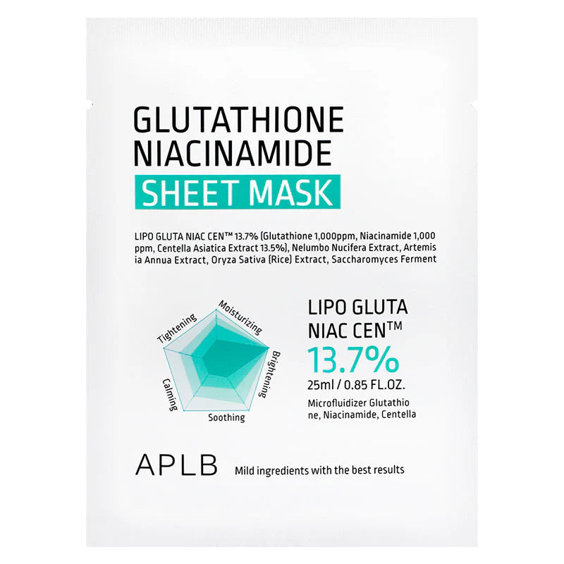 APLB Glutathione Niacinamide Sheet Mask masque visage 25ml