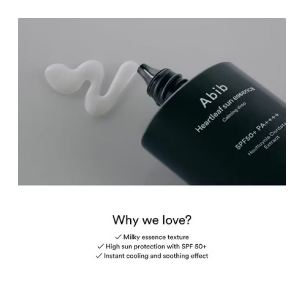Abib Heartleaf Sun Essence Calming Drop SPF 50+ PA++++ Goutte apaisante 50 ml