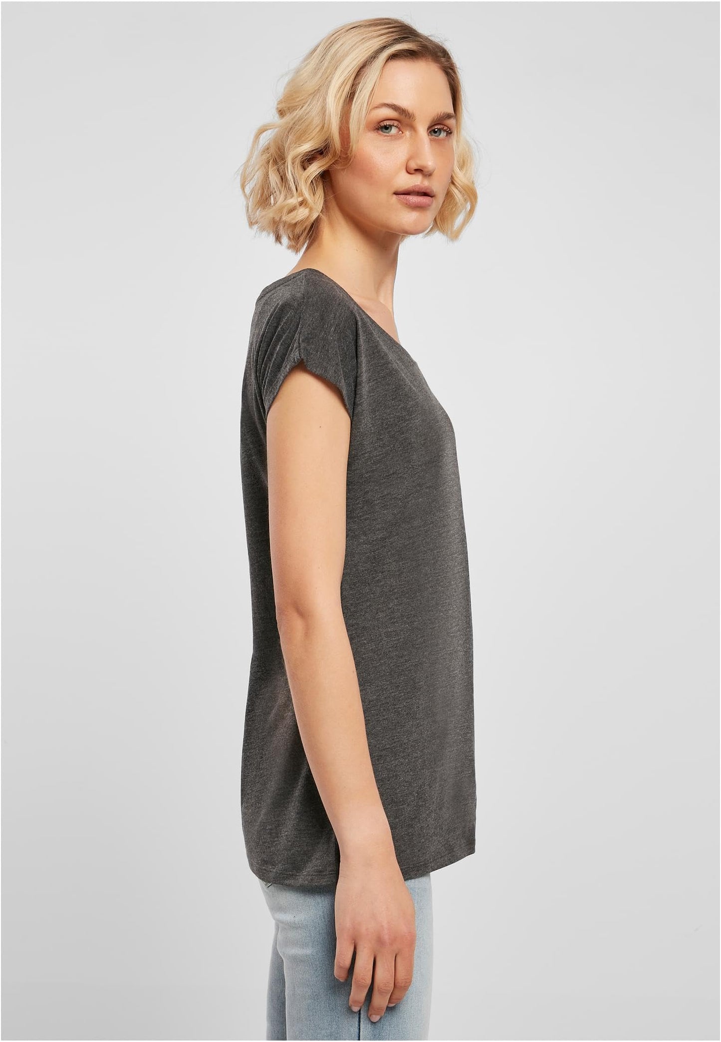 Build Your Brand T-shirt à col rond pour femme, gris anthracite, taille M