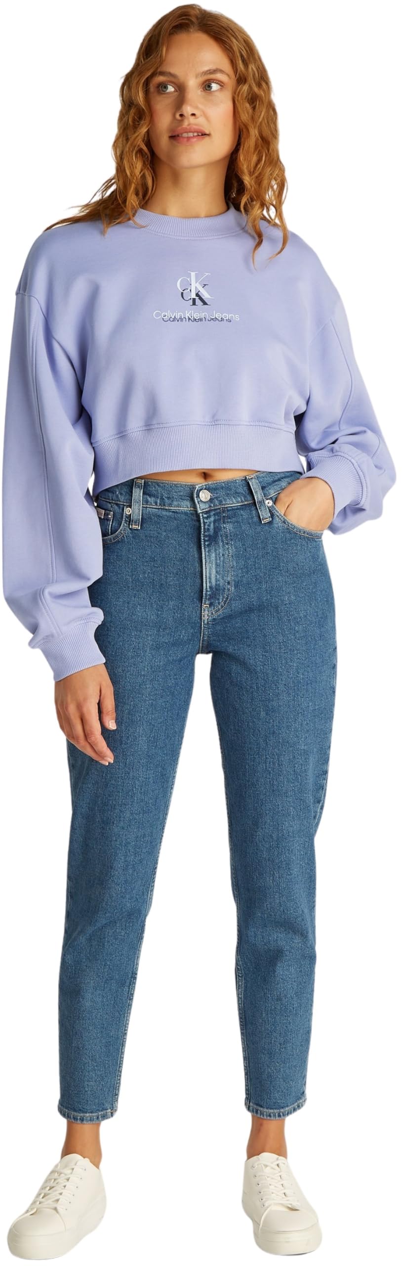 Calvin Klein Shadow J20j225544 Sweat-shirt à col rond graphique pour femme, violet, taille M