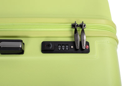 Ensembles de bagages 3 pièces PC + ABS Valise légère avec deux crochets, roues doubles à 360°, serrure TSA, (20/24/28) vert clair