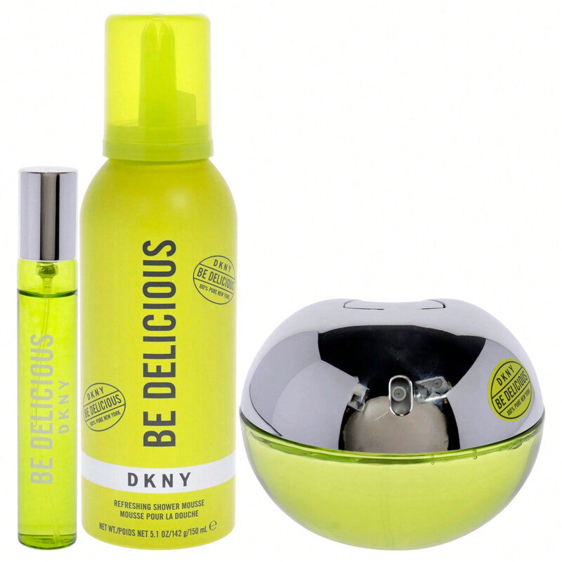 DKNY Be Delicious Coffret Eau de Parfum Femme 100 ml + 15 ml + Mousse Douche 150 ml