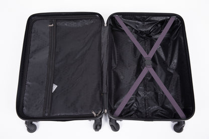 Ensembles de bagages 3 pièces Valise légère en ABS avec deux crochets, roulettes, serrure TSA, (20/24/28) VIOLET