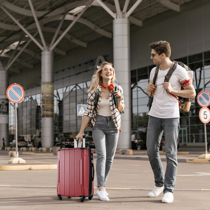 Ensembles de bagages rigides 3 pièces valise à roulettes avec serrure TSA légère 20''24''28'' rouge + ABS