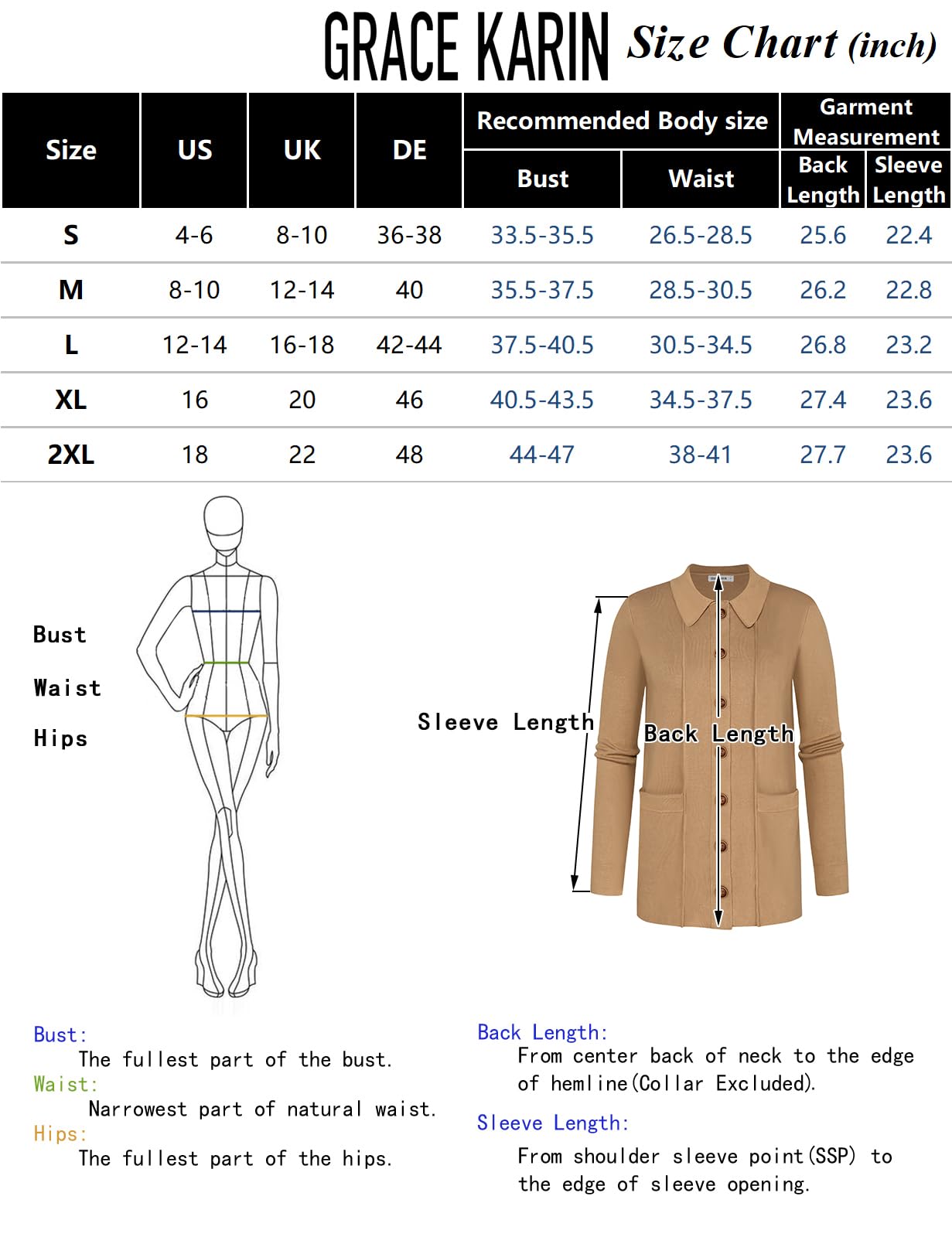 GRACE KARIN Pull à manches pour femme Rouge bordeaux 2XL