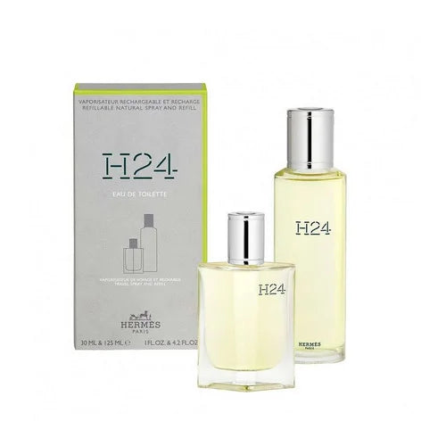 Hermès H24 Eau de Toilette Homme 30 ml + Recharge 125 ml – Coffret Rechargeable Élégance & Fraîcheur Moderne