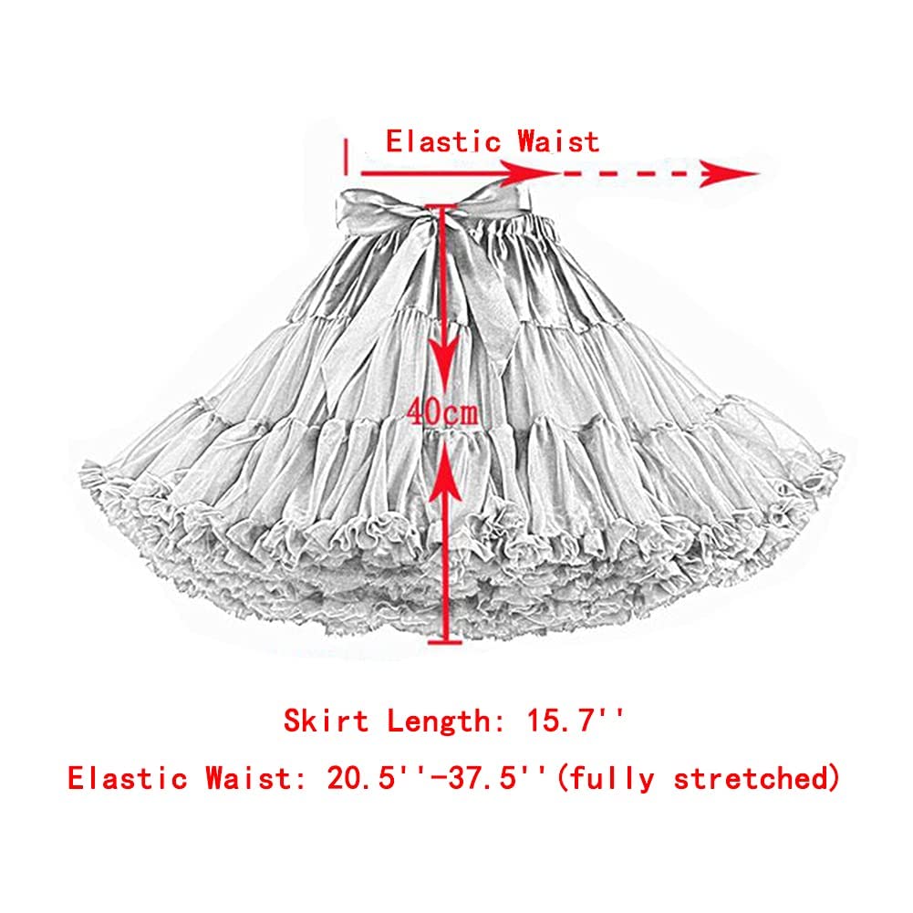 Homipooty Jupon élastique en tulle pour femme, style tutu, jupe de soirée multicouche pour cosplay, longueur 40 cm, tour de taille 56-95 cm