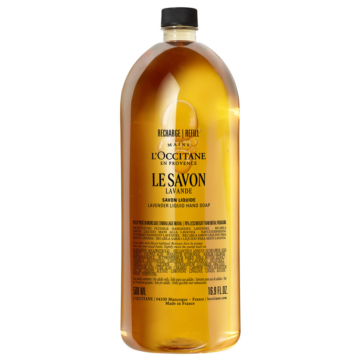 L'Occitane Le Savon Lavande Recharge Savon Liquide pour les Mains 500 ml