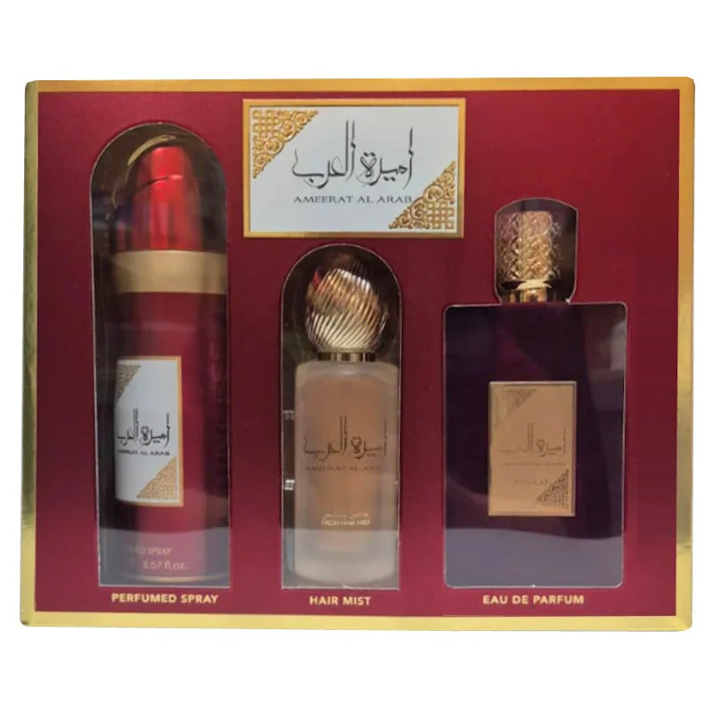 Lattafa Ameerat Al Arab Eau de Parfum 100 ml + Déodorant 200 ml + Parfum cheveux 50 ml Femme
