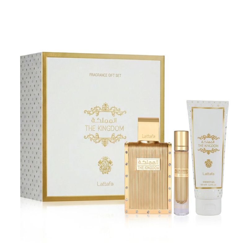 Lattafa The Kingdom Eau de Parfum 100ml + EDP 12ml + Gel douche 100ml Homme