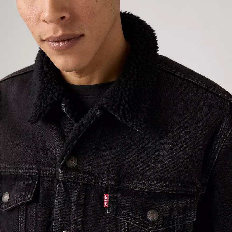 Levi's Veste Trucker Type III Sherpa Noir Pour Homme Taille M