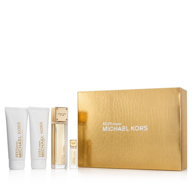 Michael Kors Sexy Amber Eau de Parfum 100 ml + EDP 5 ml + Gel Douche 100 ml + Lait Corps 100 ml Femme – Coffret