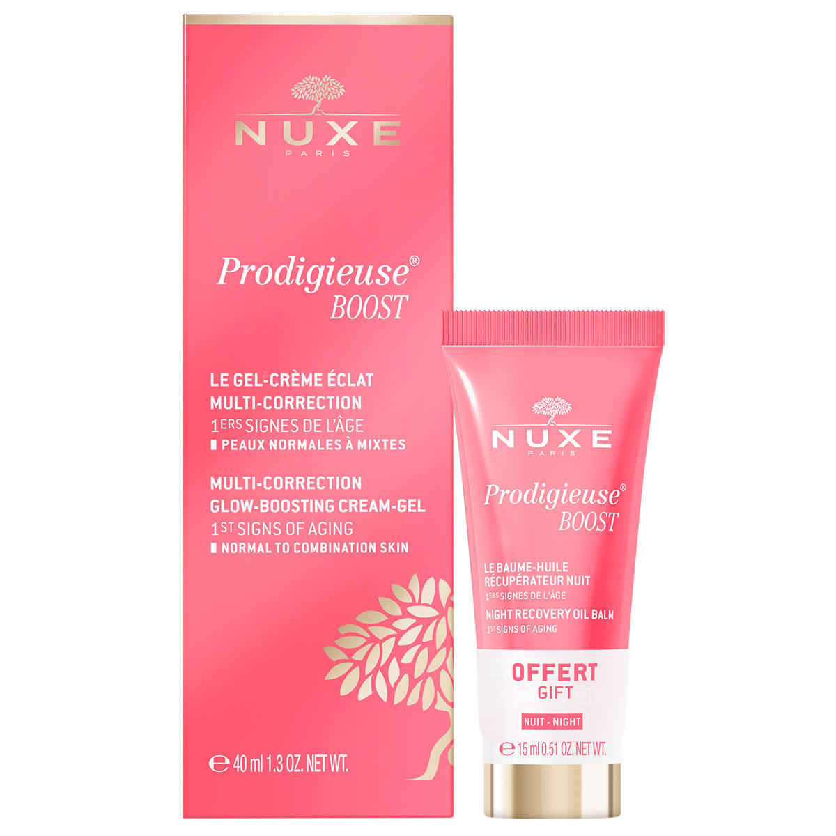 Nuxe Prodigieuse Boost Le gel-crème 40ml + Le baume-huile 15ml
