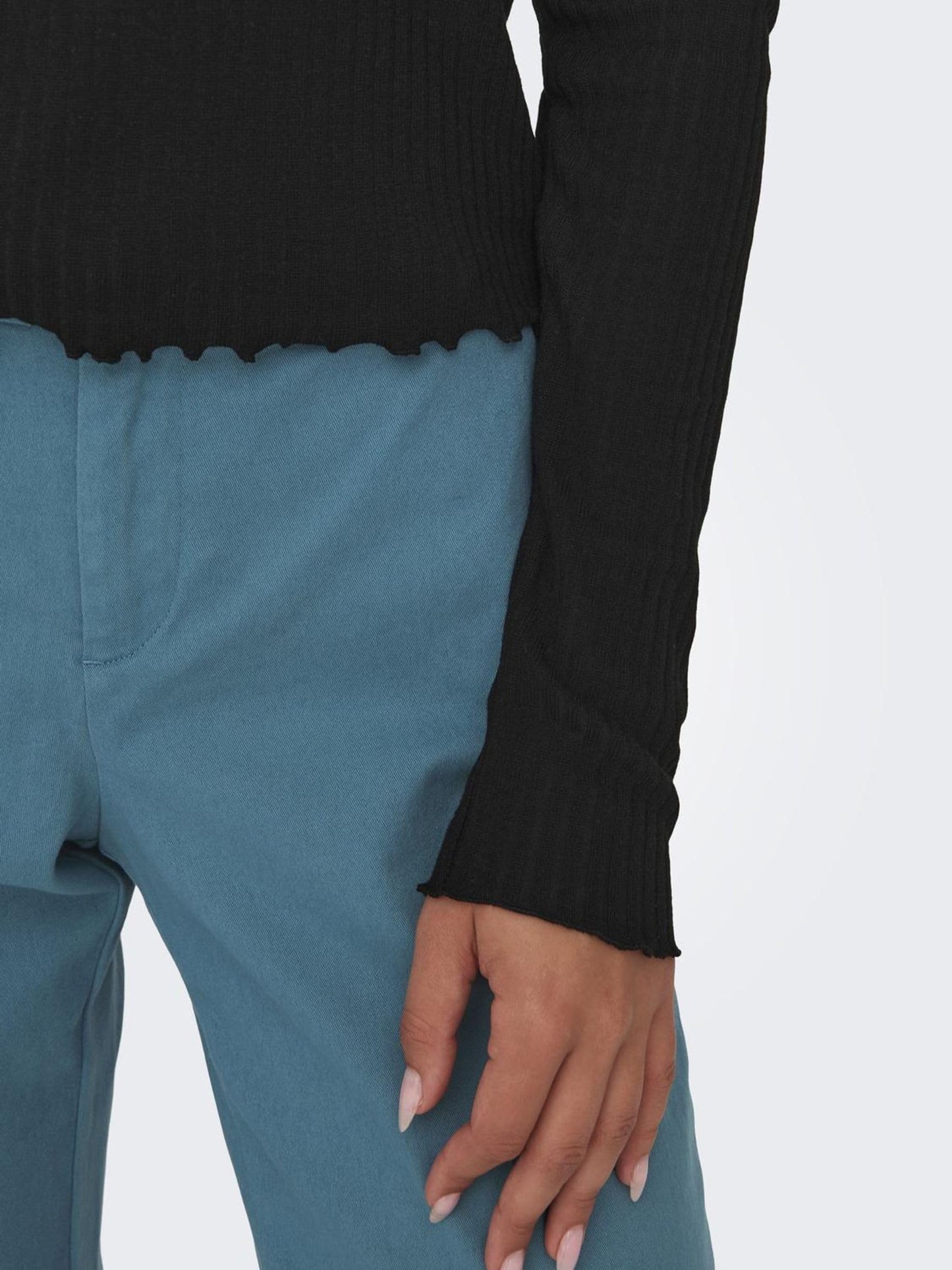 Only T-shirt à manches longues Onlemma L/S O-Neck Short Top Jrs, noir, taille L femme