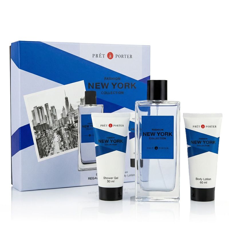 Prêt à Porter Fashion Collection New York Eau de Parfum 100ml + Gel douche 50ml + Lait corps 50ml Homme