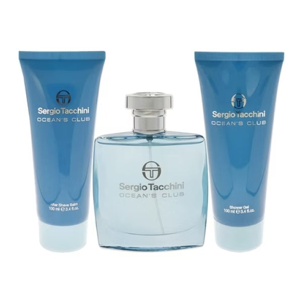Sergio Tacchini Ocean's Club Eau de Toilette 100ml + Baume après-rasage 100ml + Gel douche 100ml Homme