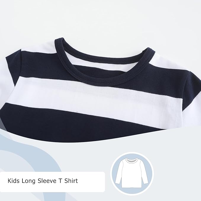 T-shirt rayé à manches longues pour enfants (garçons et filles), rayures noires et blanches, 11-12 ans