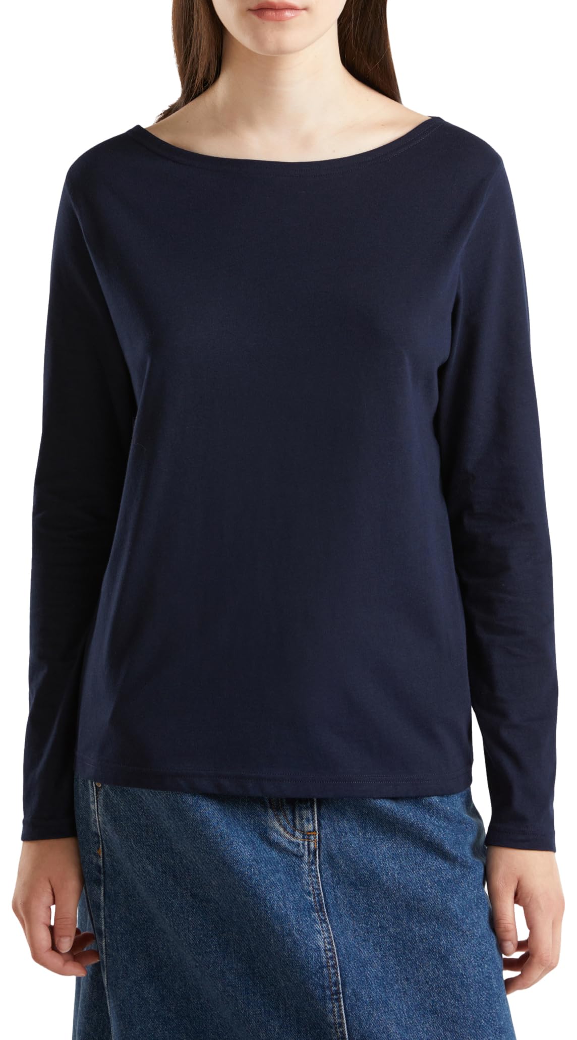 United Colors of Benetton T-shirt longues manches Femme, bleu, taille M