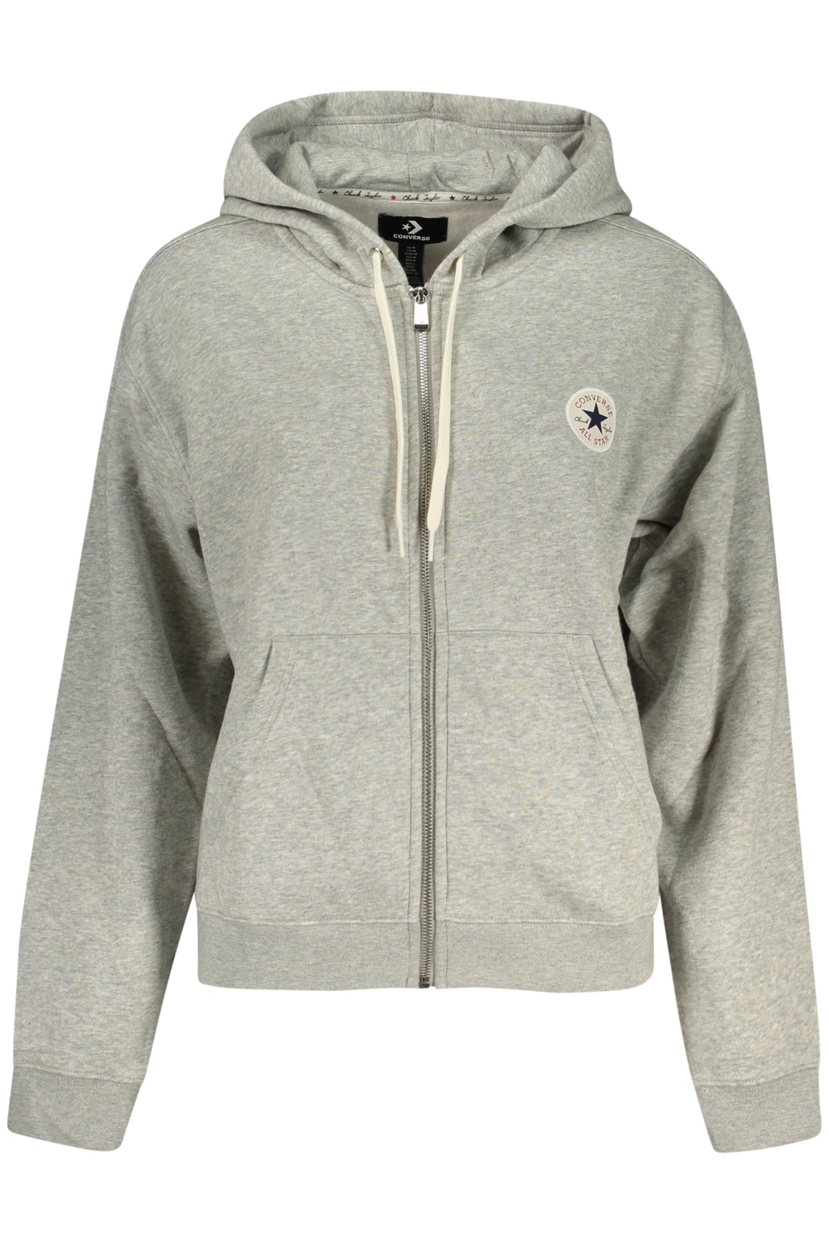 Sweat à capuche zippé Converse pour femme, gris