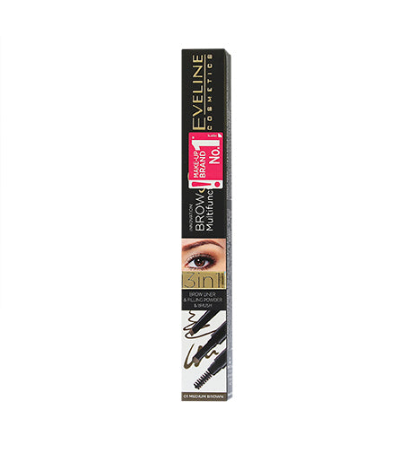 Eveline Cosmetics Brow Styler multifunkční styler na obočí 3v1 01 Medium Brown 1,2 g