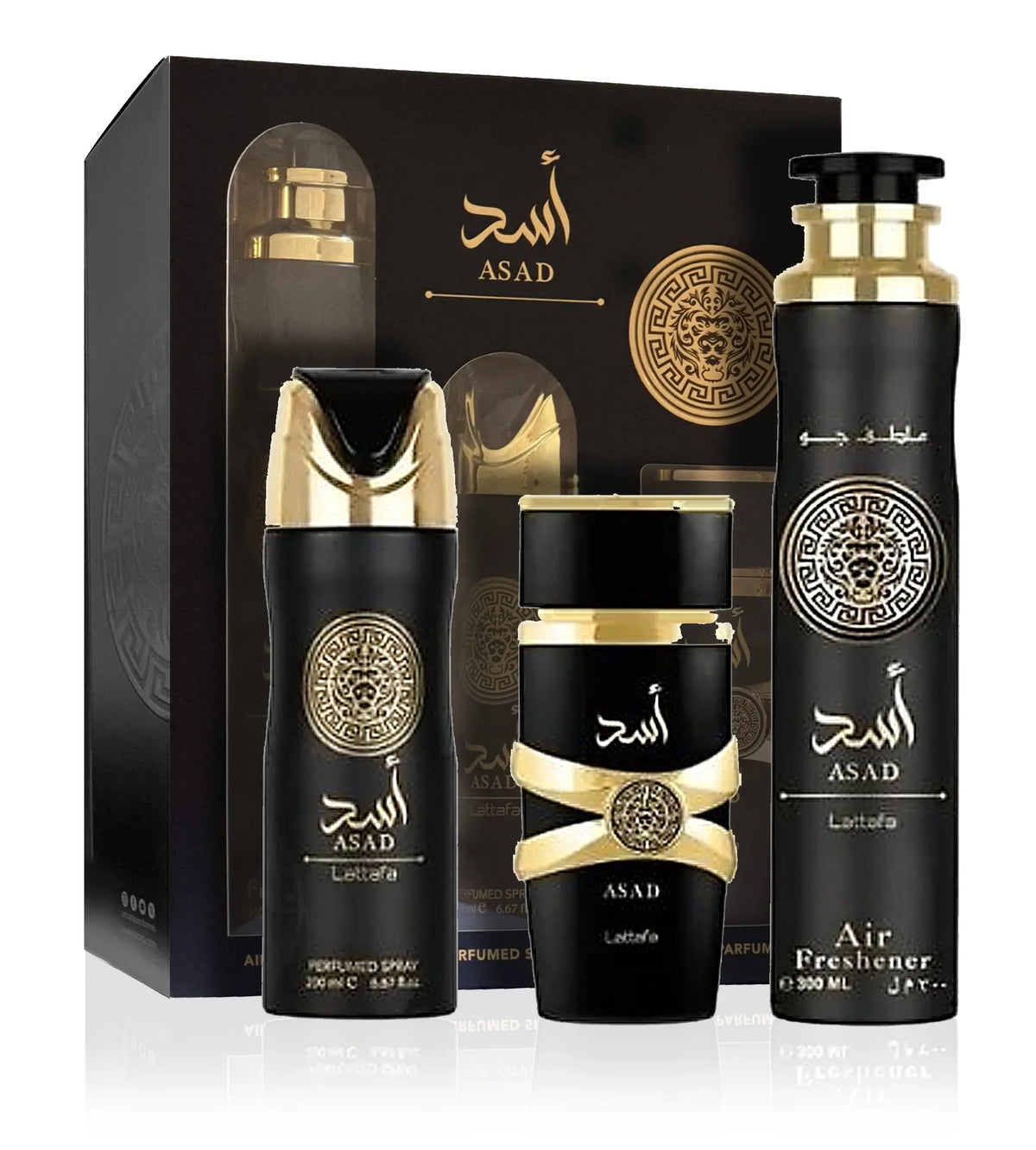 Lattafa Asad SET M (EDP 100ml + DEO 200ml + Air Freshener 300ml)