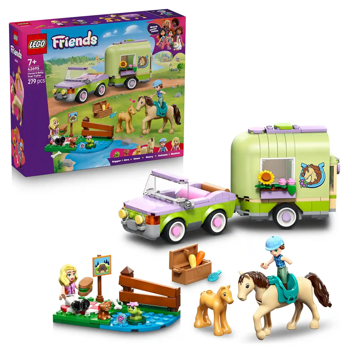 LEGO® Friends 42695 Přívěs s koněm a hříbětem