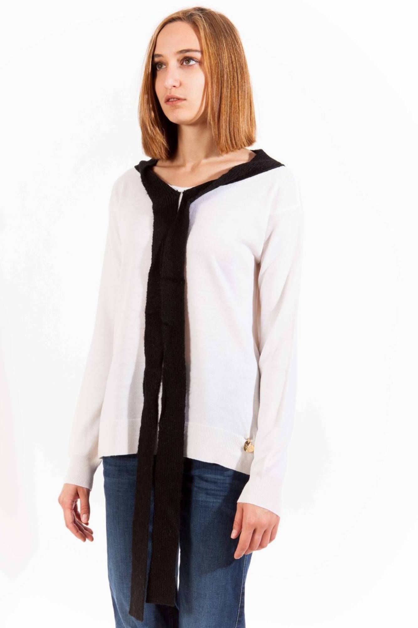 LOVE MOSCHINO WHITE WOMAN SWEATER