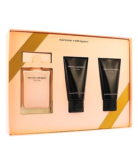 Narciso Rodriguez For Her dárková sada pro ženy parfémovaná voda 50 ml + tělové mléko 50 ml + sprchový gel 50 ml