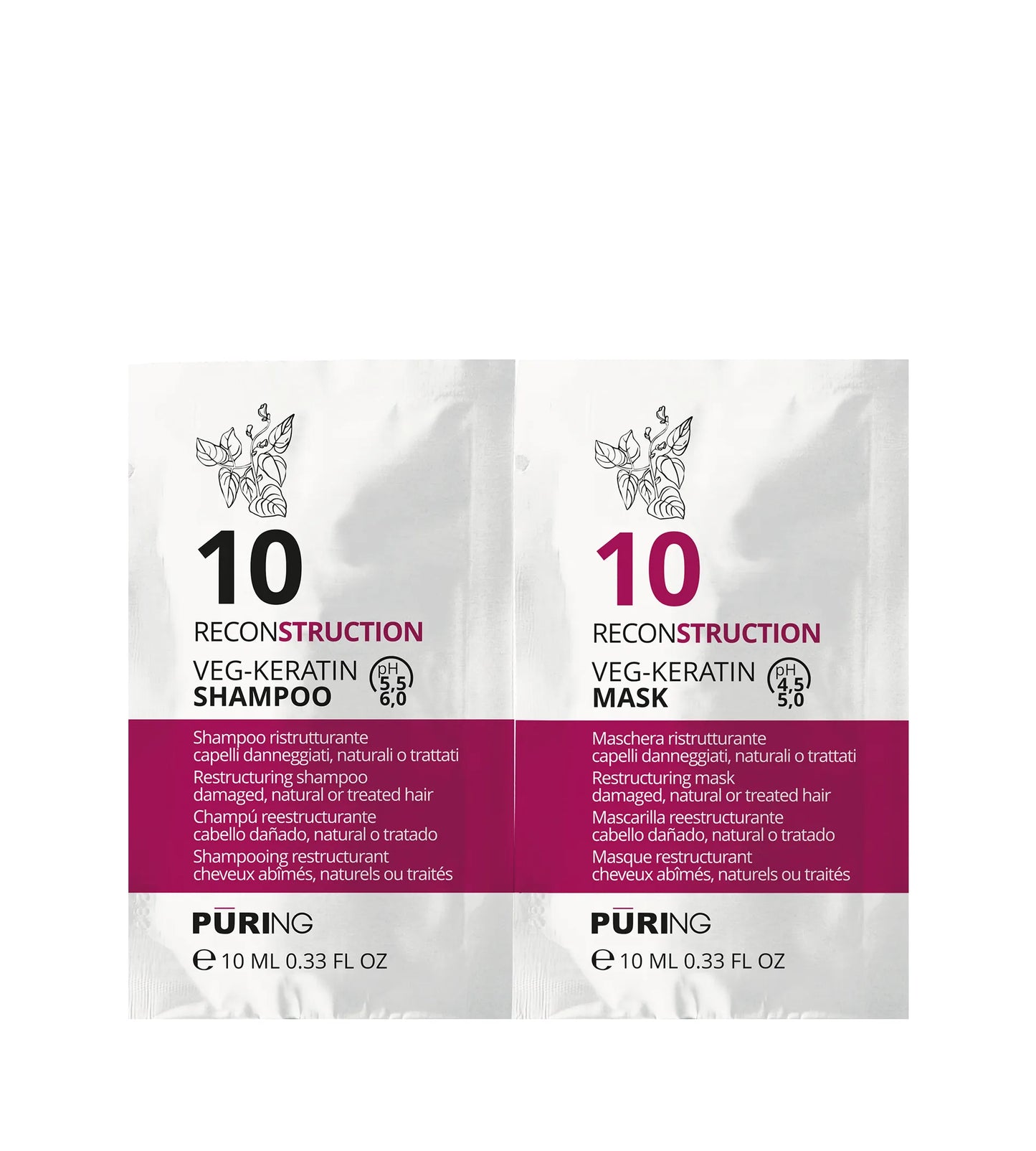 PURING 10 Reconstruction Veg-Keratin Shampoo + Mask 10+10ml