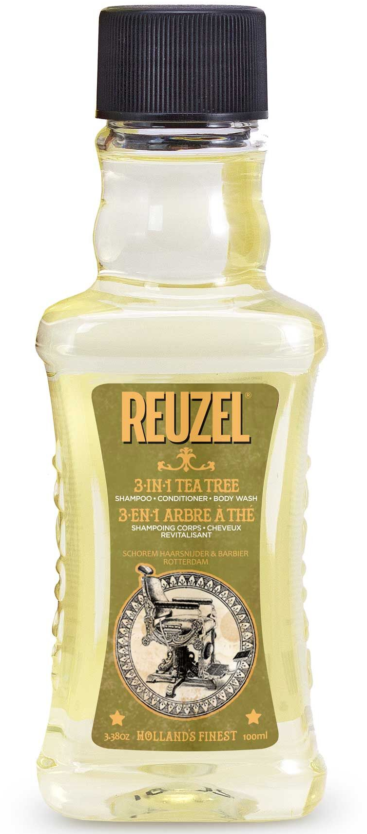REUZEL Champú-Acondicionador-Gel de ducha 3 en 1 de árbol de té, champú 3 en 1 para manos, 100 ml