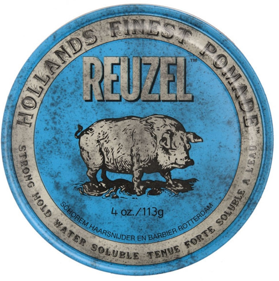 REUZEL Styling Blue Pomade Strong Hold pomáda na vlasy se středním zpevněním a leskem pro muže 113g