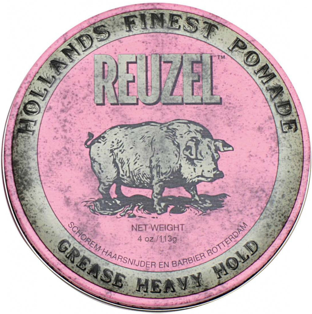 REUZEL Styling Pink Pomade Grease Heavy Hold pomáda na vlasy se středním zpevněním a leskem pro muže 113g