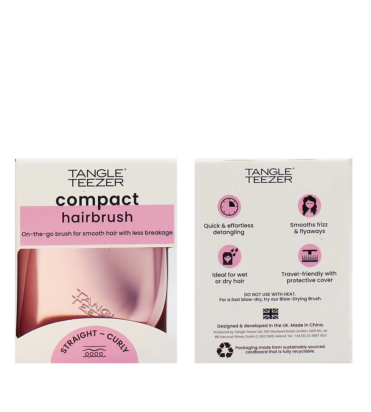 Tangle Teezer The Compact Styler Hairbrush Pink Matte Chrome