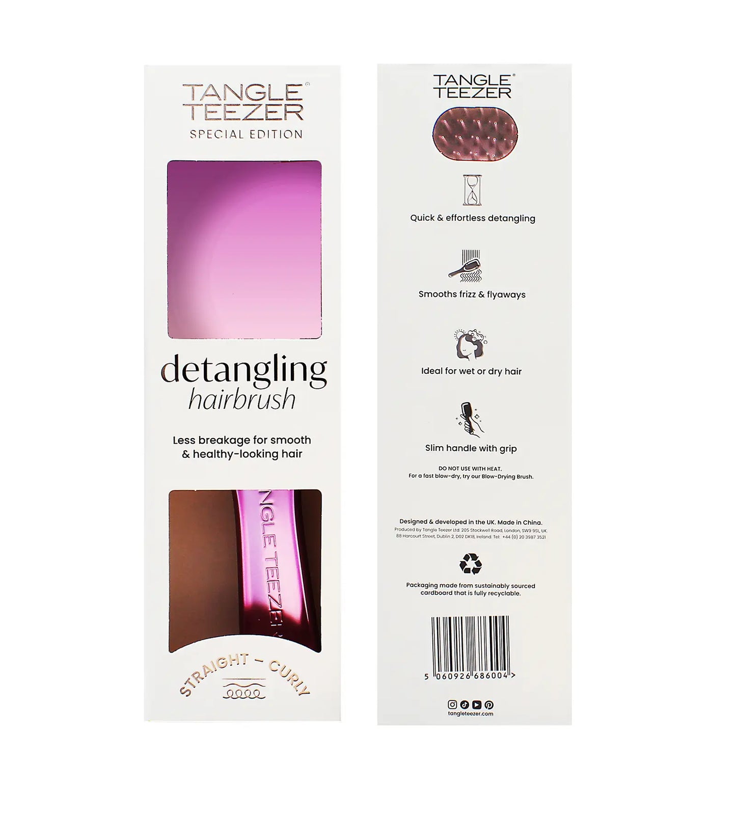 Tangle Teezer The Ultimate Detangler Chrome Hair Brush Mauve Copper
