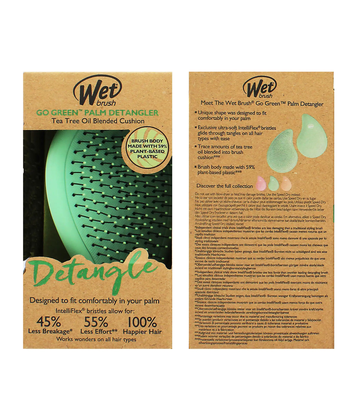Wet Brush Go Green Palm Detangler Green-Tea Tree Oil