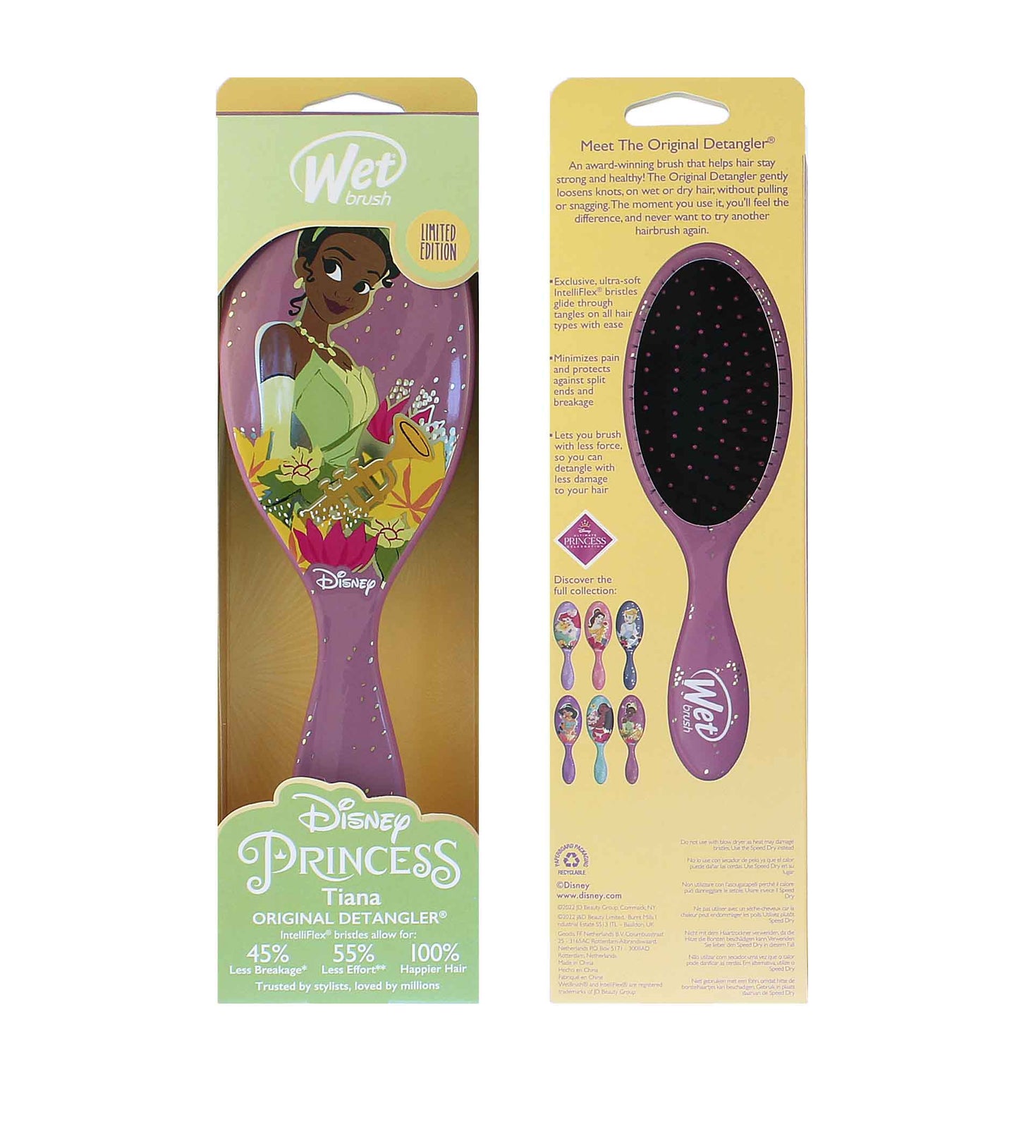 Cepillo desenredante original Wet Brush Tarjeta Disney Princess de Tiana