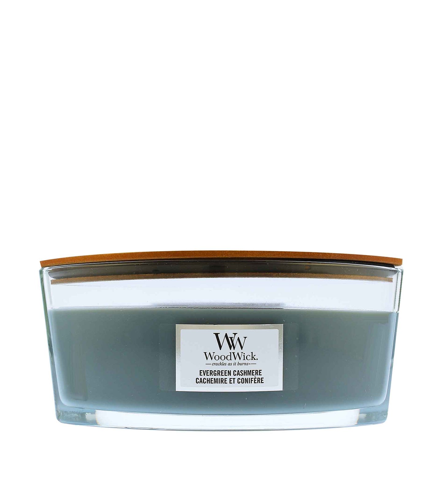 WoodWick Evergreen Cashmere vonná svíčka s dřevěným knotem 453,6 g