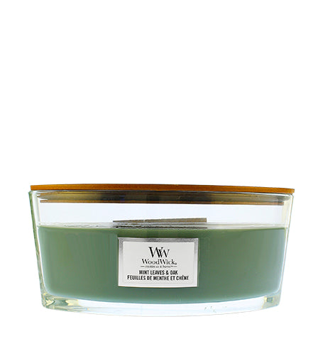 WoodWick Mint Leaves & Oak vonná svíčka s dřevěným knotem 453,6 g