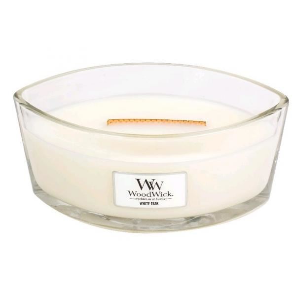 WoodWick White Teak scented candle with wooden wick 453,6 g